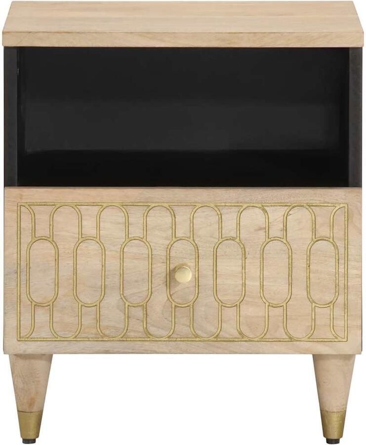 The Living Store Nachtkastjes 2 st 40x33x46 cm massief mangohout Nachtkastjes Mango Wood Vintage Design Handgemaakt Bedroom Furniture - Foto 2