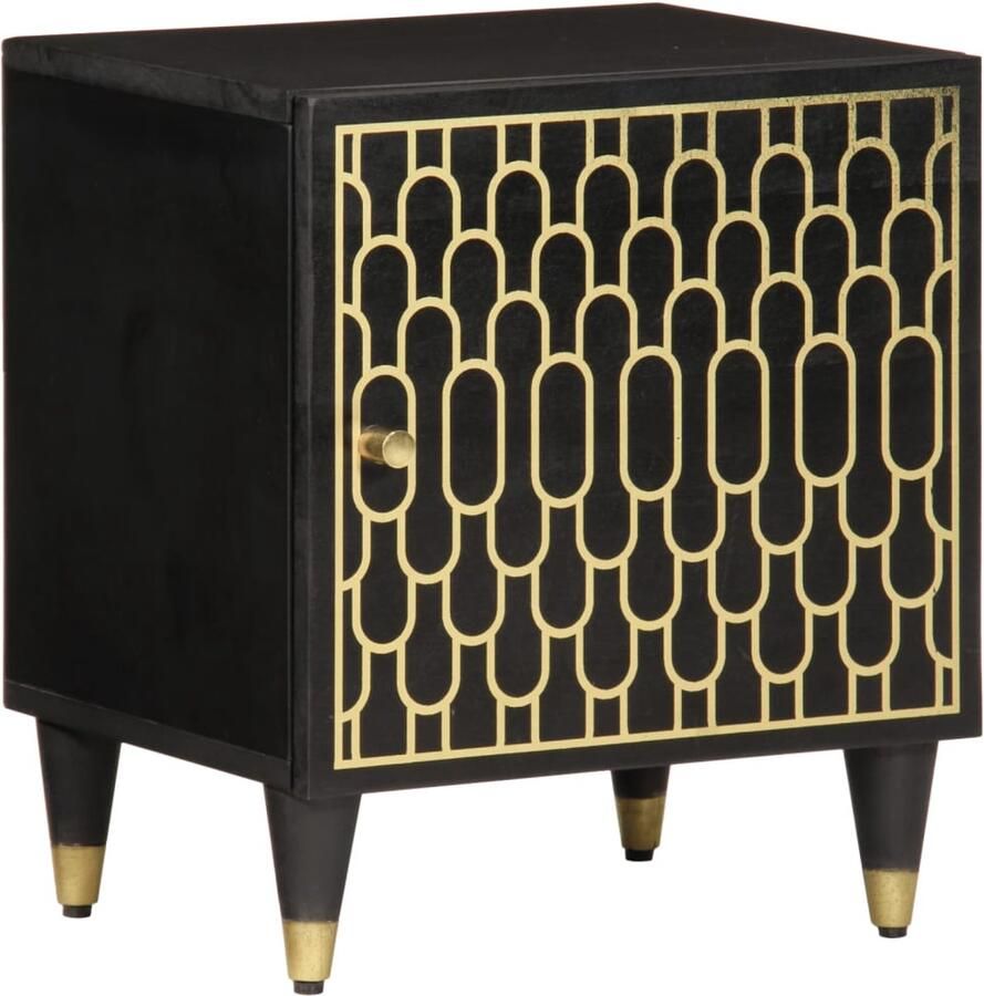 The Living Store Nachtkastjes 2 st 40x33x46 cm massief mangohout Nachtkastje Vintage Stijl Retro Design Mangohout Houten Kast - Foto 2