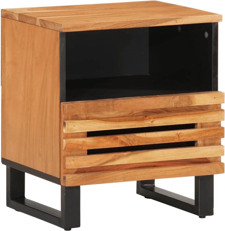 The Living Store Nachtkastjes 2 st 40x34x46 cm massief acaciahout Nachtkastjes Industrieel Massief Acaciahout Salontafel Kamermeubilair - Foto 4