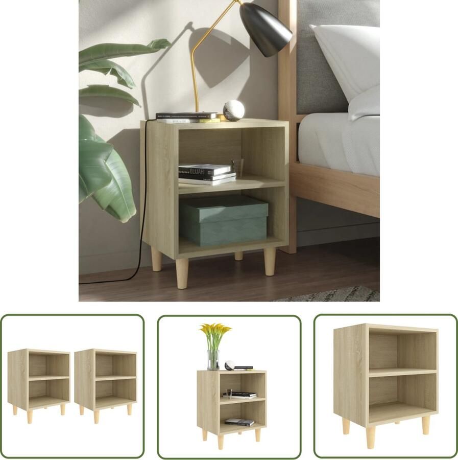 The Living Store Bedkastjes Scandinavisch Nachtkastje 40x30x50 cm Sonoma Eiken Houten Poten Nachtkastje Scandinavisch Meubilair Salontafel Kamermeubel Woonaccessoires - Foto 2