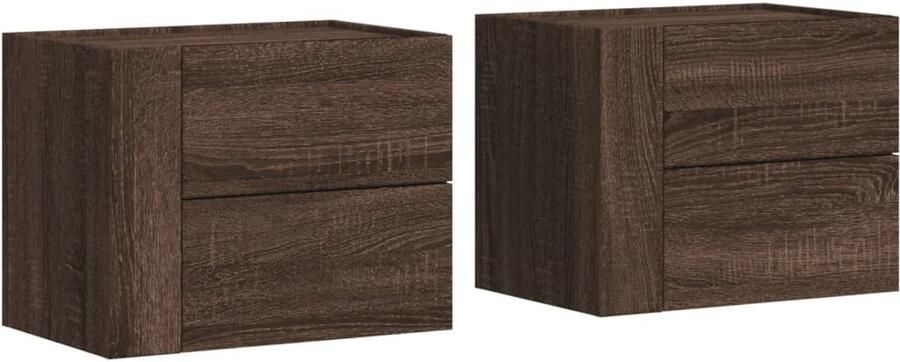 The Living Store Nachtkastjes 2 st wandgemonteerd 45x30x35 cm bruin eikenkleurig Wandgemonteerd Nachtkastje Wandgemonteerde Nachtkastjes Bijzettafel Wandkastje - Foto 2