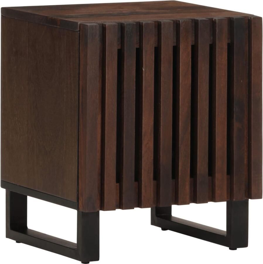 The Living Store Nachtkastjes 2 st 40x34x46 cm massief mangohout Nachtkastjes Industriële Stijl Mangohout Bruine Kleur Opbergkast - Foto 2