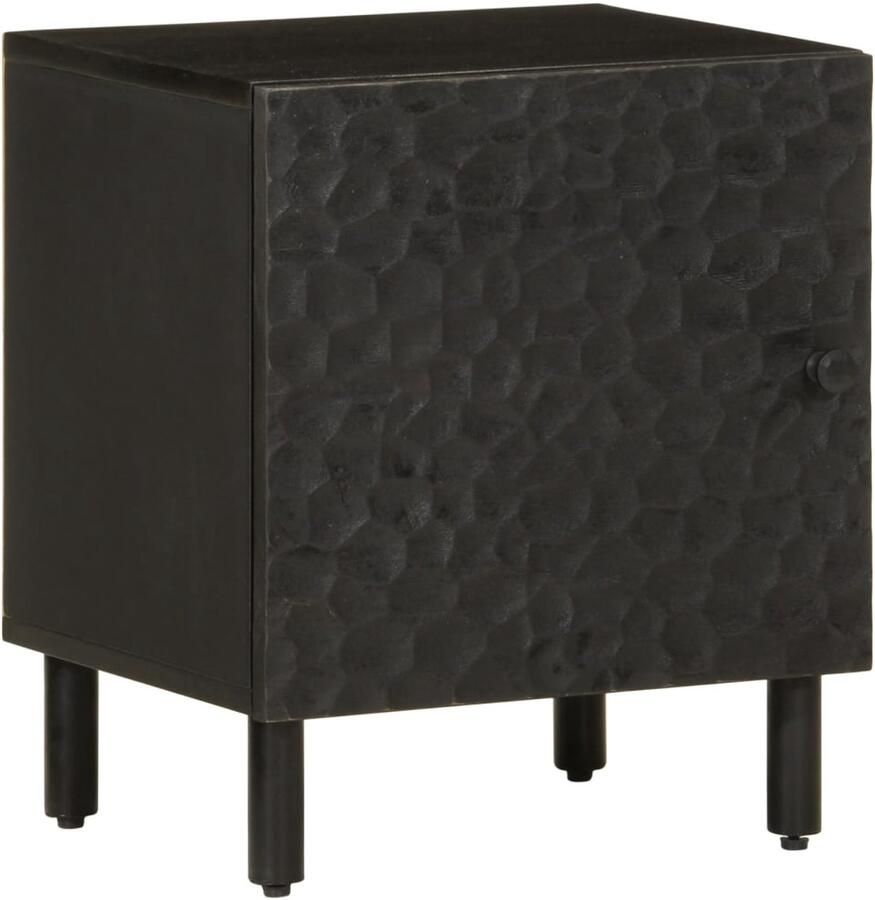 The Living Store Nachtkastjes 2 st 40x33x46 cm massief mangohout zwart Nachtkastjes Slaapkamermeubilair Mangohouten Meubels Zwarte Meubels Vintage Meubels - Foto 3