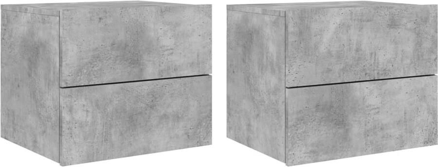 The Living Store Nachtkastjes met LED's 2 st wandgemonteerd betongrijs Wandgemonteerd Nachtkastje Wandgemonteerde Nachtkastjes Nachtkastje Zwevend Nachtkastje - Foto 2