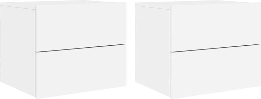 The Living Store Nachtkastjes met LED's 2 st wandgemonteerd wit Wandgemonteerd Nachtkastje Wandgemonteerde Nachtkastjes Nachtkastje Zwevend Nachtkastje - Foto 2