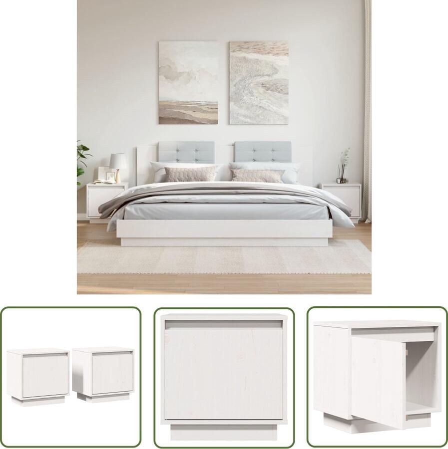 The Living Store Nachtkastjes Meubels 40 x 30 x 40 cm Massief grenenhout - Foto 2