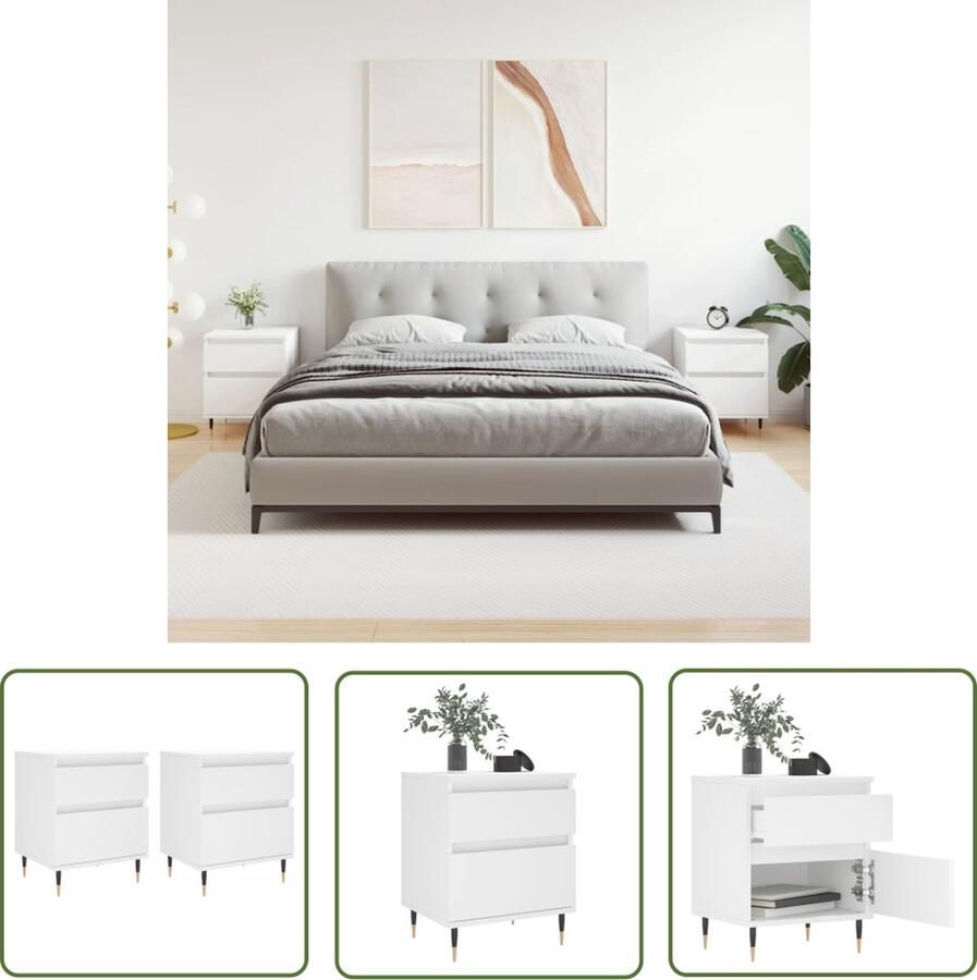 The Living Store Nachtkastjes Trendy Meubelen 40 x 35 x 50 cm Wit