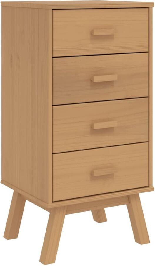 The Living Store Nachtkastje OLDEN massief grenenhout bruin Nachtkastje Scandinavisch Design Grenenhout Vintage Kast Bedroom Furniture - Foto 4