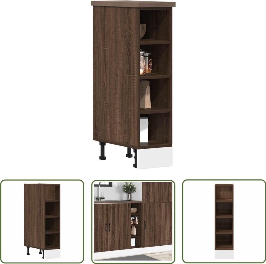 The Living Store Onderkast 20x44 5x81 5 cm bewerkt hout bruin eikenkleur Keukenonderkast Houten Kast Opslagoplossing Bruine Eiken Kleur Verstelbare Poten