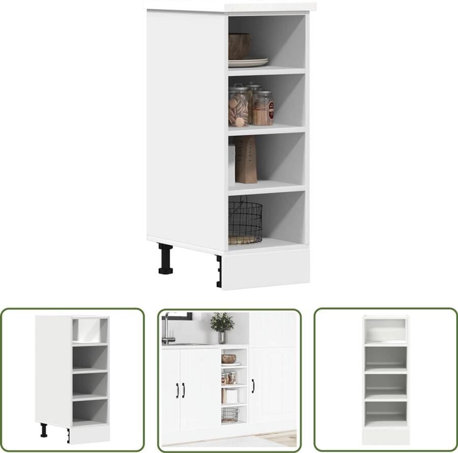 The Living Store Onderkast 30x44 5x81 5 cm bewerkt hout wit Keukenonderkast Houten Kast Opslagruimte Keuken Witte Kast Verstelbare Poten