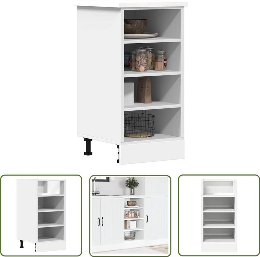 The Living Store Onderkast 40x44 5x81 5 cm bewerkt hout wit Keukenonderkast Houten Kast Opslagoplossing Keukenmeubel Wit Meubilair