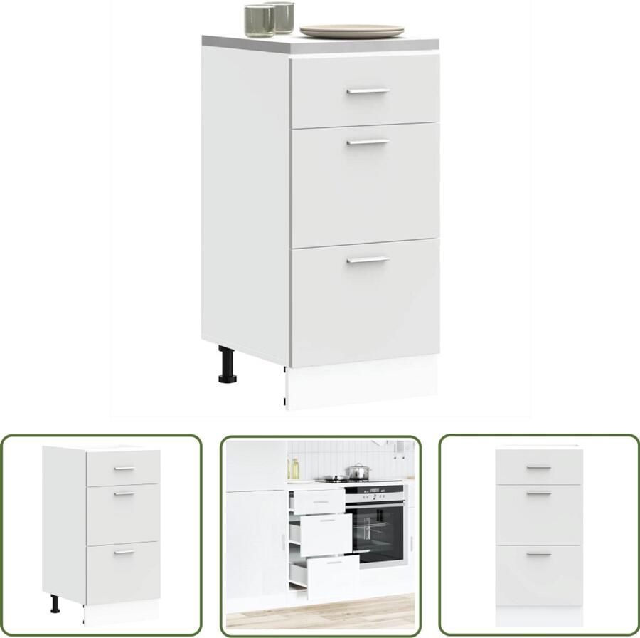 The Living Store Onderkast 40x46x81 5 cm bewerkt hout wit Keukenonderkast Witte Kast Houten Kast Opslagruimte Onderkasten - Foto 2