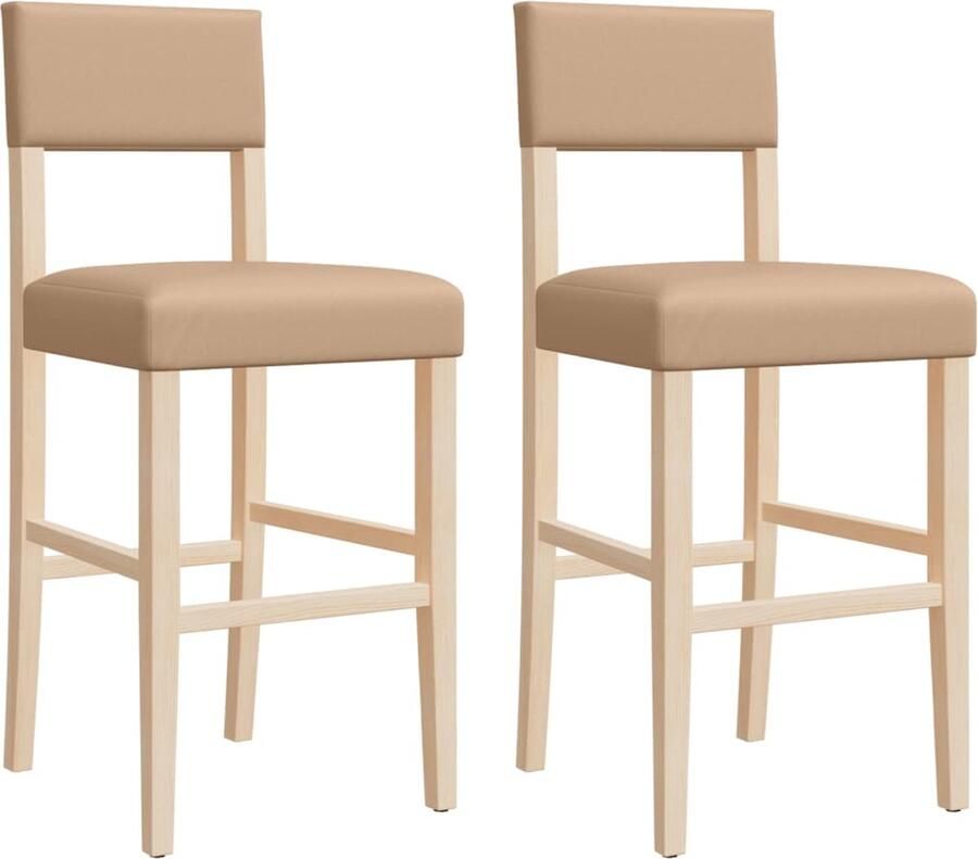 VidaXL -Barstoelen-2-st-massief-rubberhout-en-kunstleer - Foto 3