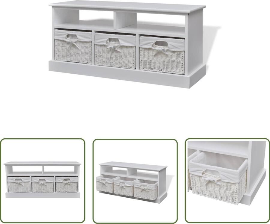 The Living Store Opbergbank 95 x 35 x 44 cm MDF Staal Katoen Polyester - Foto 2