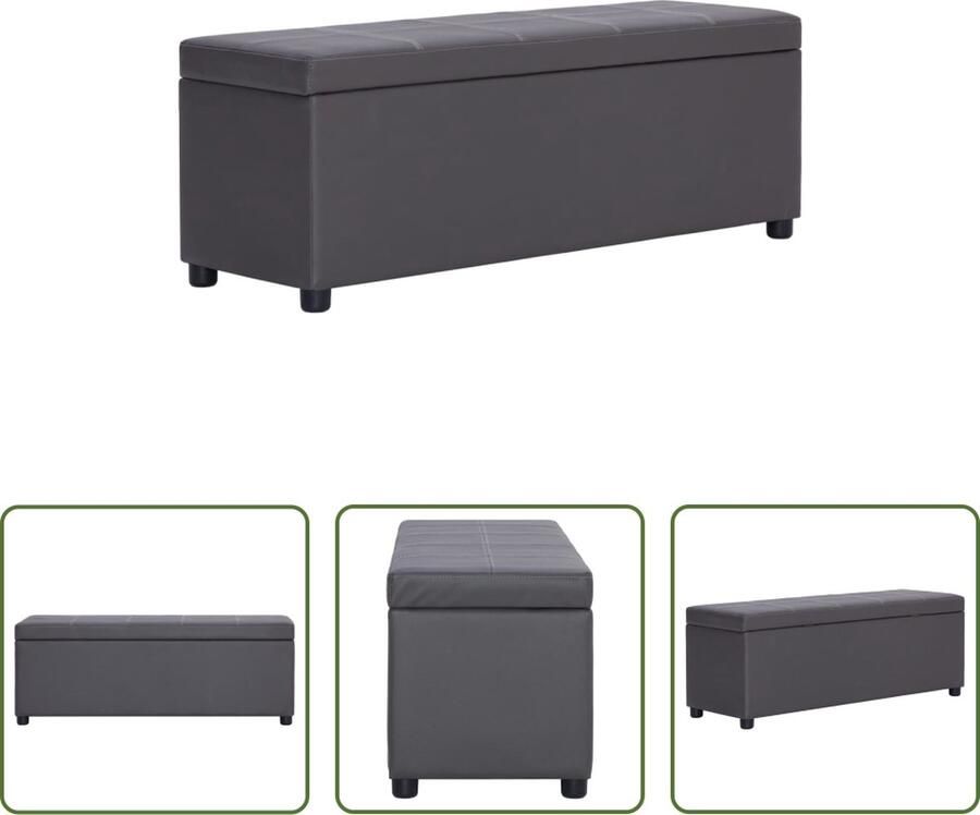 VidaXL Bankje Met Opbergruimte Opslagbanken Bankje met opbergvak 116 cm kunstleer grijs Stoffen Bank Grijze Bank Moderne Bank - Foto 3