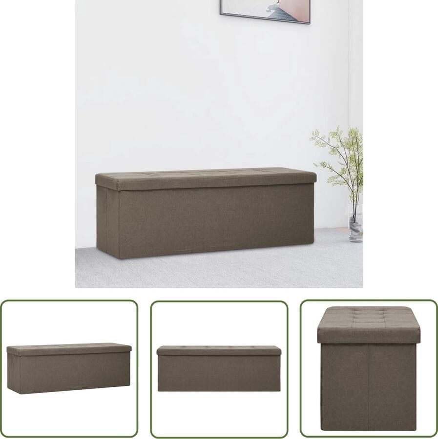 The Living Store opbergbank Halbank 110x38x38cm Bruin kunstlinnen Opbergbank Bruine Bank Halbank Kunstlinnen Bank Multifunctionele Bank - Foto 2