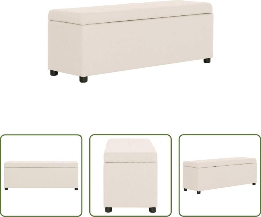 The Living Store Opbergbank Polyester bekleding 116 x 38 x 43 cm Kleur- crème Opslagbanken Bankje Met Opbergruimte Creme Bank Design Bank Comfortabele Bank - Foto 2