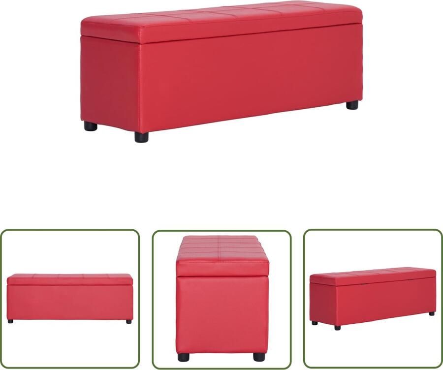 VidaXL The Living Store Opbergbankje Rood Kunstleren bekleding 116 x 39 x 44 cm Intern opbergvak