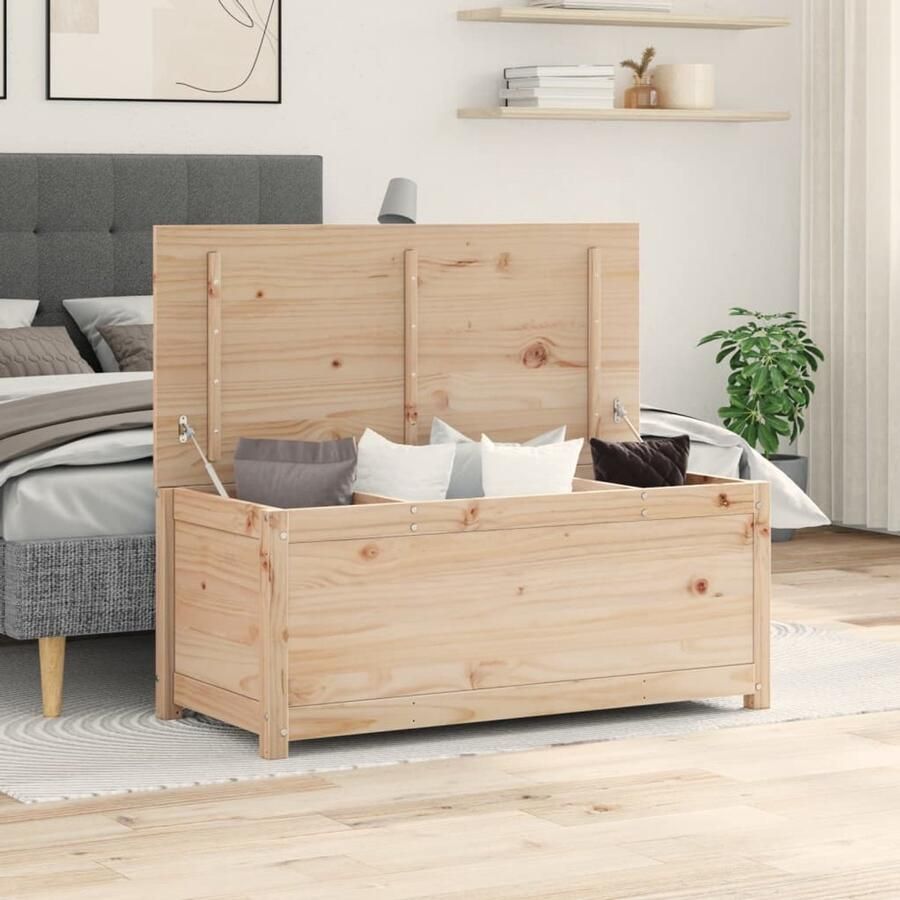 The Living Store Opbergdoos Grenenhout 110 x 50 x 45.5 cm Stevig en stabiel frame Opbergdoos Grenenhouten Kast Opbergkast Opslagruimte Meubels - Foto 2