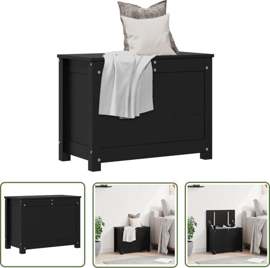 The Living Store Opbergdoos Grenenhout 60 x 32 x 45.5 cm Hydraulische gaslift - Foto 2