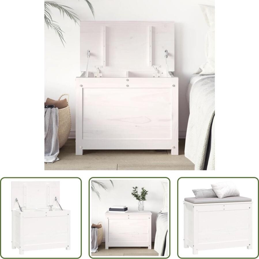 The Living Store Opbergdoos Grenenhout 60 x 32 x 45.5 cm Hydraulische gaslift Opslagbox Opbergdozen Houtkast Grenoble Kast Opberger - Foto 2