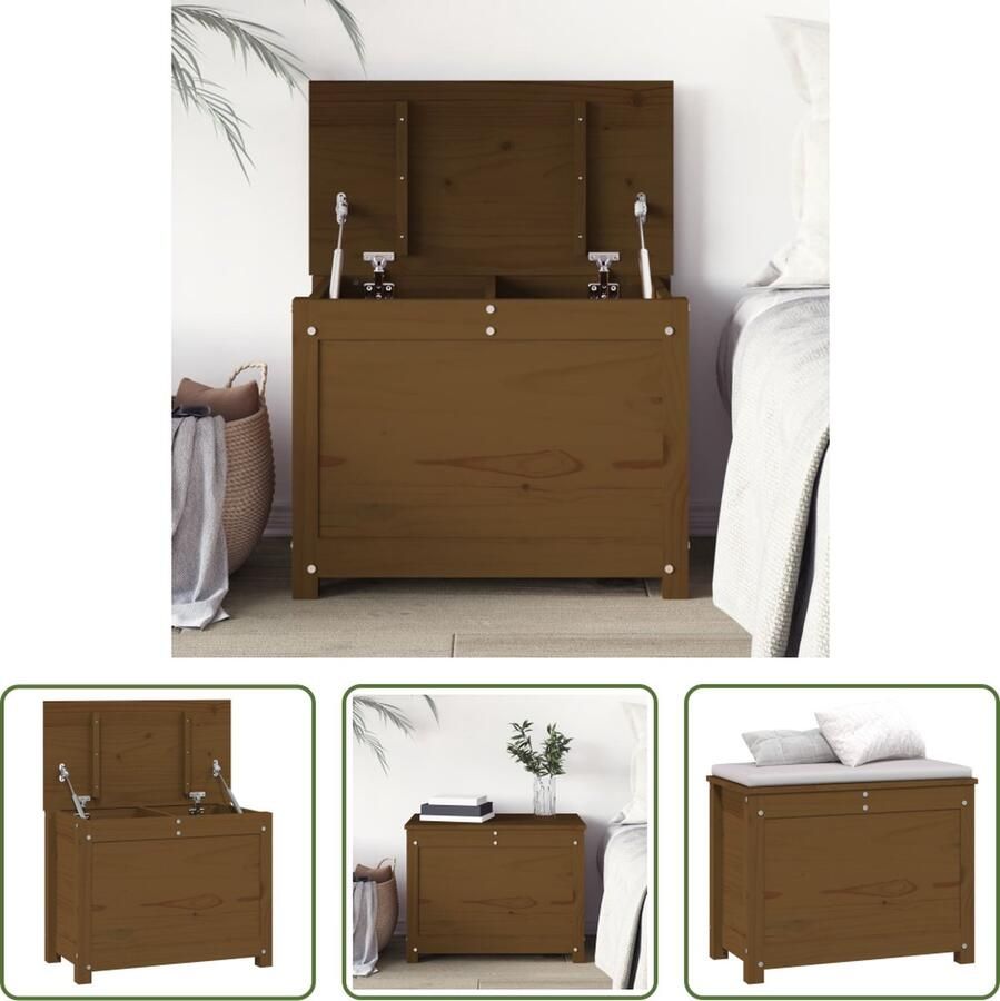The Living Store Opbergdoos Massief Grenenhout 60 x 32 x 45.5 cm Honingbruin Opbergdoos Opslagruimte Hout Meubel Grenenhout Meubels Vintage Kast - Foto 2