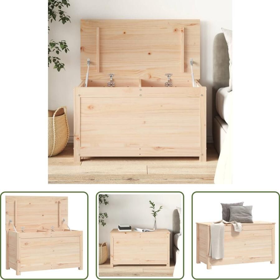 The Living Store Opbergdoos Massief Grenenhout 80 x 40 x 45.5 cm Stevig en Stabiel Opbergdoos Grenenhouten Kast Opbergvakken Kasten En Meubels Bruine Kast - Foto 2