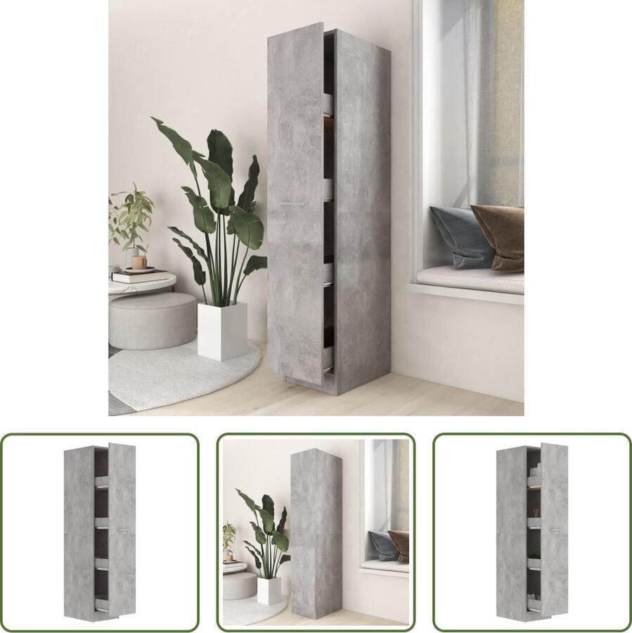 The Living Store Opbergkast Betongrijs 30 x 42.5 x 150 cm - Foto 2