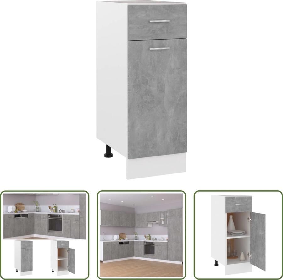 The Living Store Opbergkast Betongrijs 30 x 46 x 81.5 cm 2 schappen en 1 lade