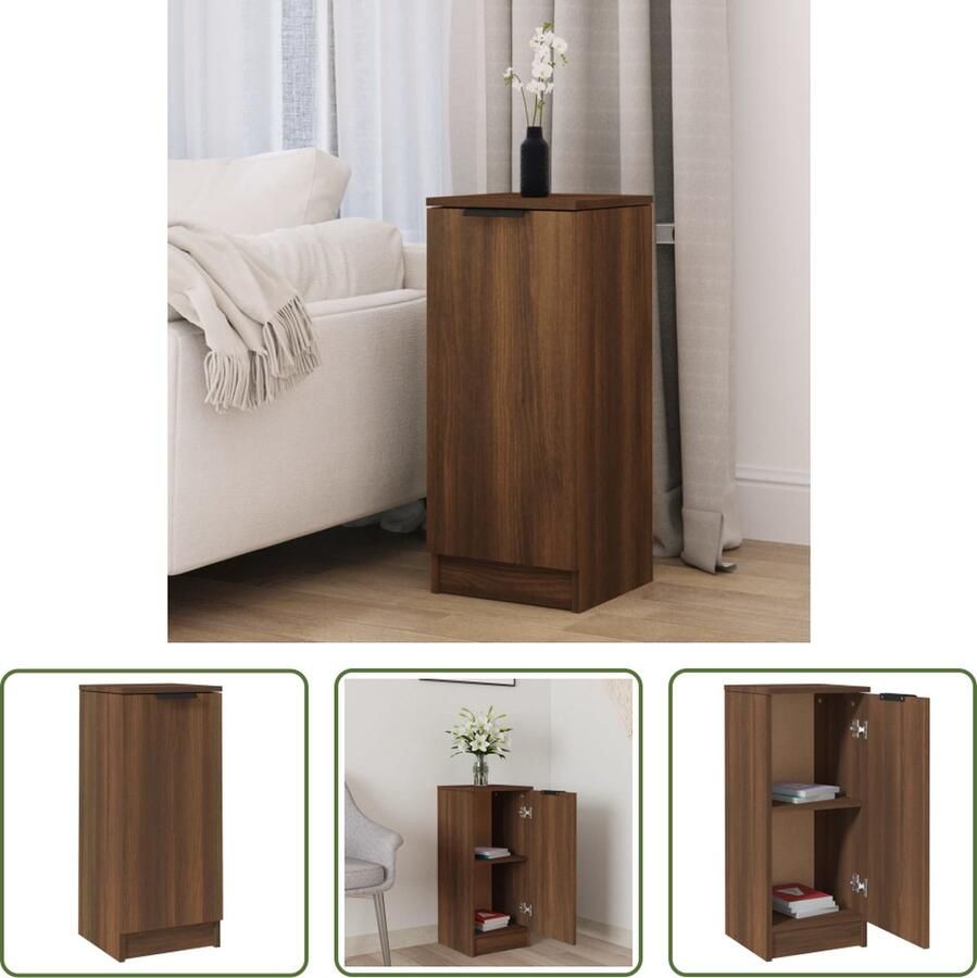 VidaXL The Living Store Dressoir 30x30x70 cm bewerkt hout bruin eikenkleur Dressoir Opbergkast Houten Kast Bruine Eiken Salontafel
