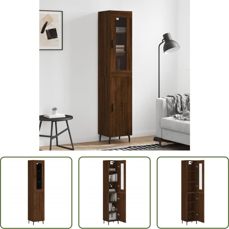 The Living Store Opbergkast Bruineiken 34.5 x 34 x 180 cm Duurzaam materiaal