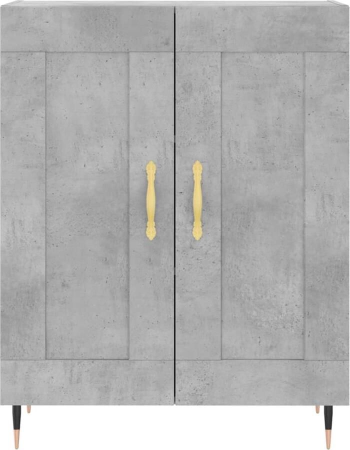 The Living Store Opbergkast Hoge Kast 69.5 x 34 x 180 cm Betongrijs