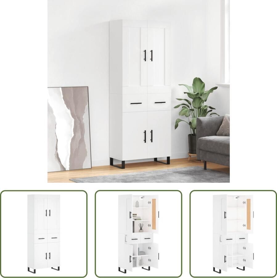 The Living Store Opbergkast Hoge kast 69.5 x 34 x 180 cm Bewerkt hout en metaal
