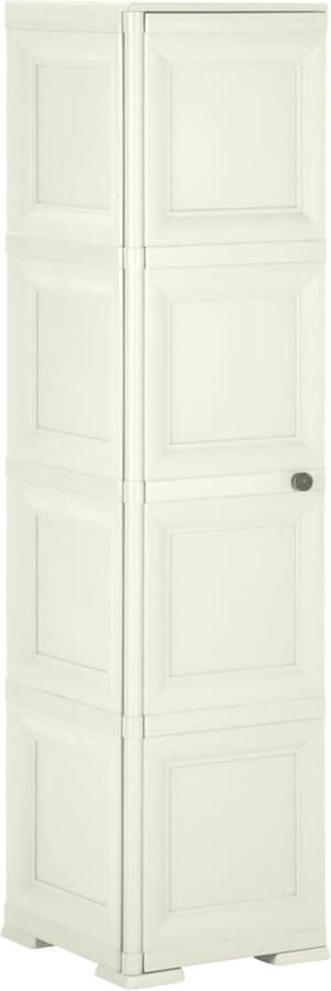 The Living Store Opbergkast hout-look 40x43x164 cm kunststof vanille-ijskleurig Opslagkast Opbergkast Kast Houten Look Crème Kleur - Foto 2