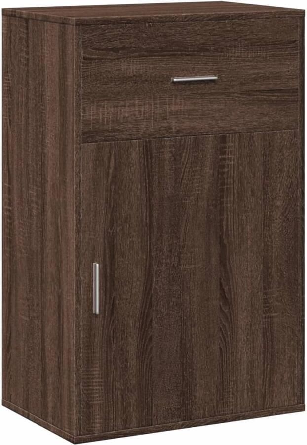 The Living Store Opbergkast 56 5x39x90 cm bewerkt hout bruin eikenkleurig Opbergkast Kast Houten Kast Bijzettafel Salontafel - Foto 2
