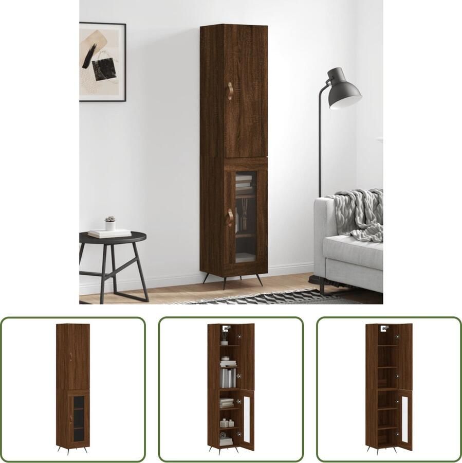 The Living Store Opbergkast s Hoge kast 180cm Bruineiken