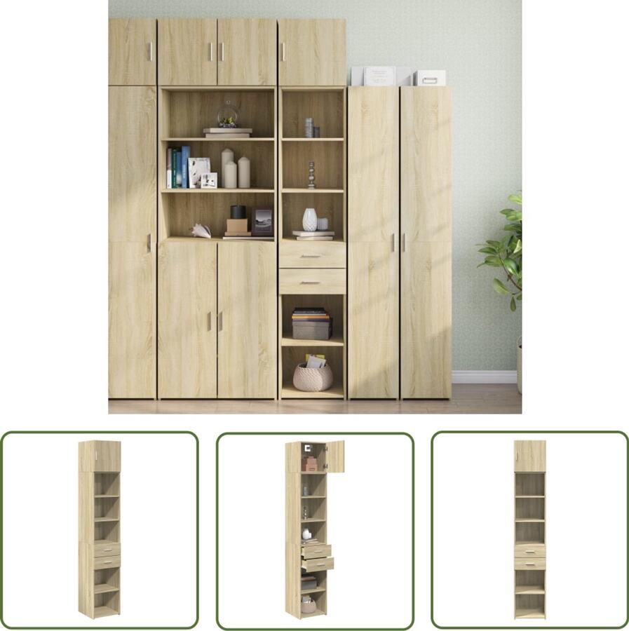 The Living Store Opbergkast smal 40x42 5x225 cm bewerkt hout sonoma eikenkleurig Opslagkast Houten Kast Smalle Kast Opbergruimte Salontafel