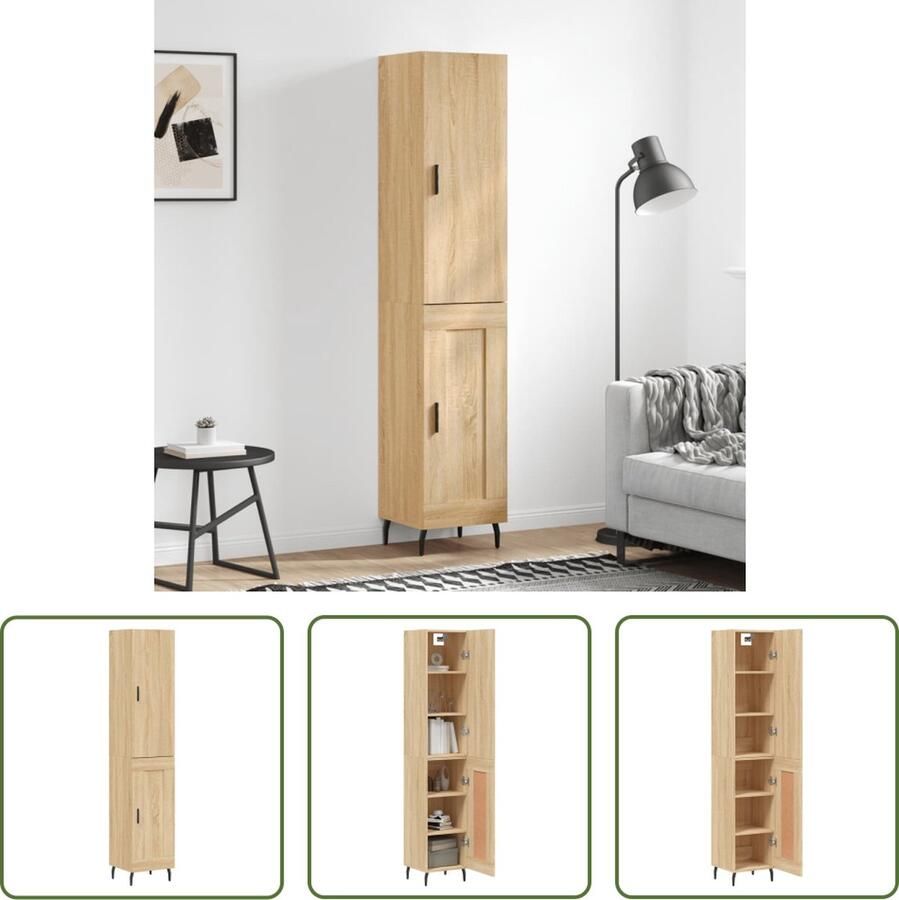 The Living Store Opbergkast Sonoma eiken 34.5 x 34 x 180 cm Duurzaam materiaal
