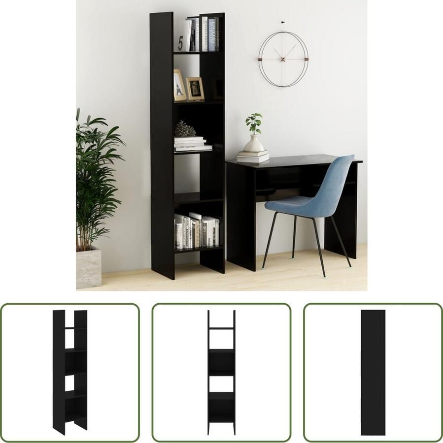 The Living Store Opbergkast Zwart 40 x 35 x 180 cm Stevig en duurzaam-meubel - Foto 2