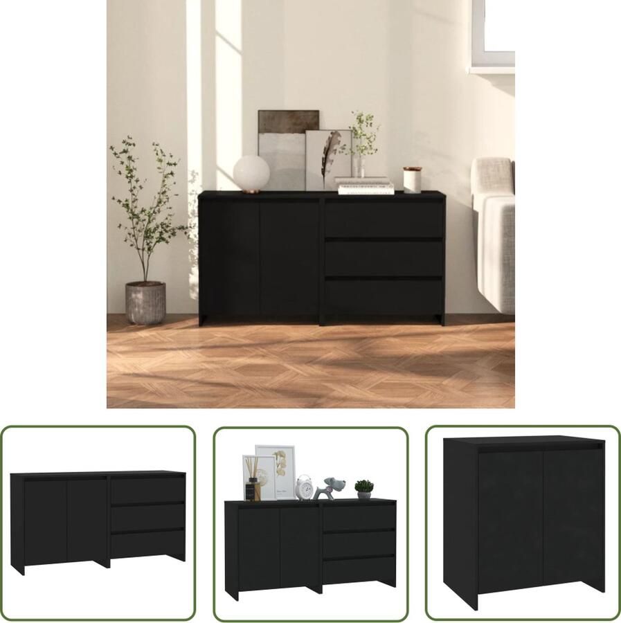 The Living Store Opbergkasten Bijzetkasten 70 x 41 x 75 cm Zwart Bewerkt hout