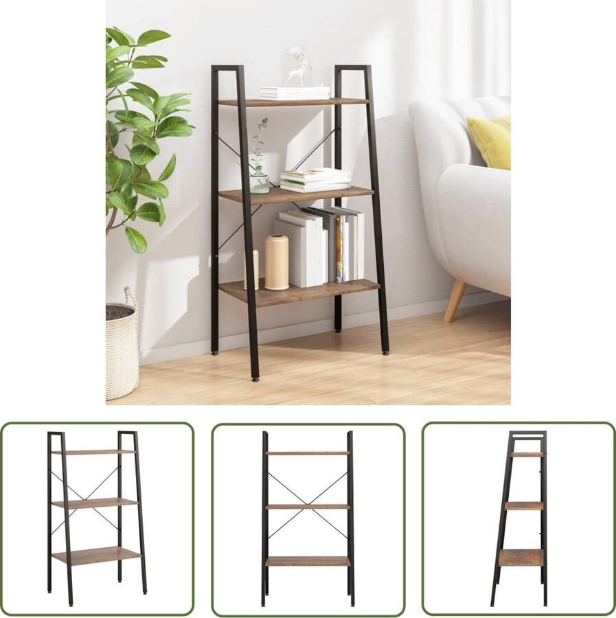 The Living Store Opbergrek 3 lagen 56 x 35 x 108 cm Sterke stalen constructie Opslagkast Boekenplank Woonaccessoires Kastdeurloos Multifunctionele Kast - Foto 3