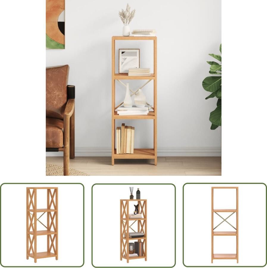The Living Store Opbergrek 4-laags 40x30x112 cm massief eikenhout Opbergrek Eikenhouten Kast Boekenplank Bibliotheek Interieurdecoratie - Foto 2
