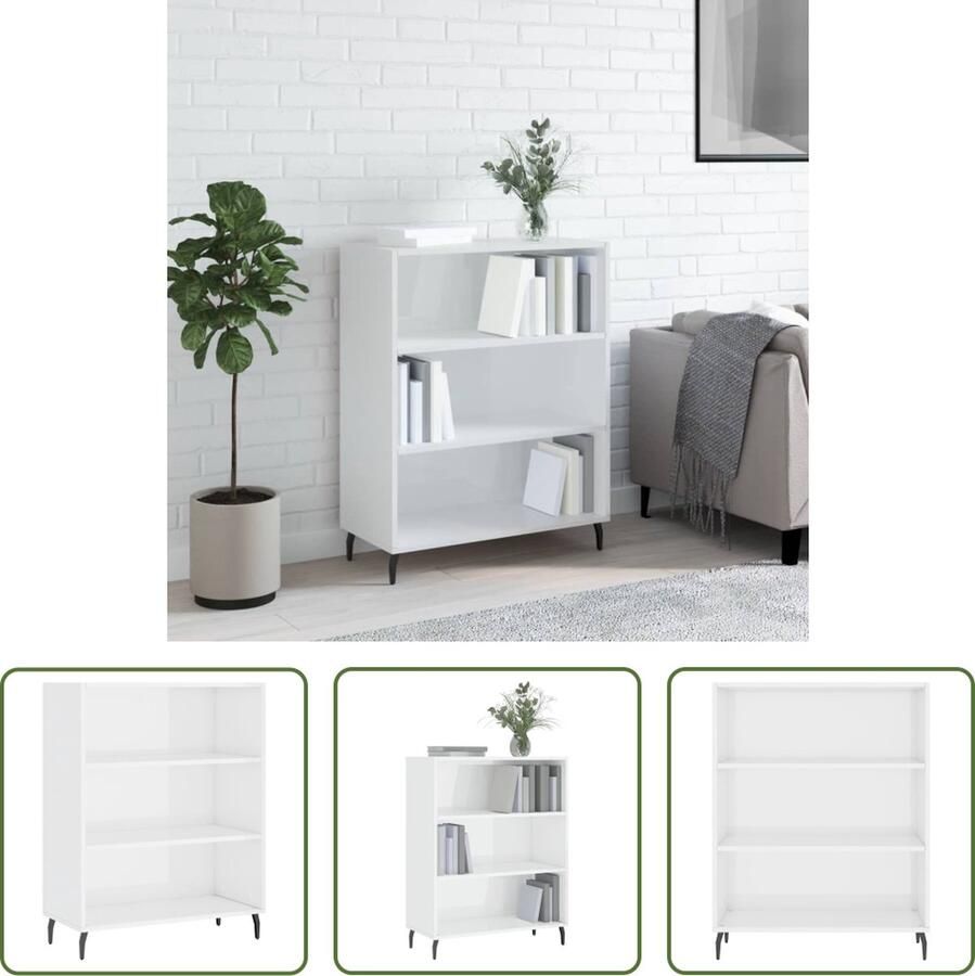 The Living Store Schappenkast 69 5x32 5x90 cm bewerkt hout hoogglans wit Open Schappenkast Houten Kast Wit Kast Modern Design Woonaccessoires