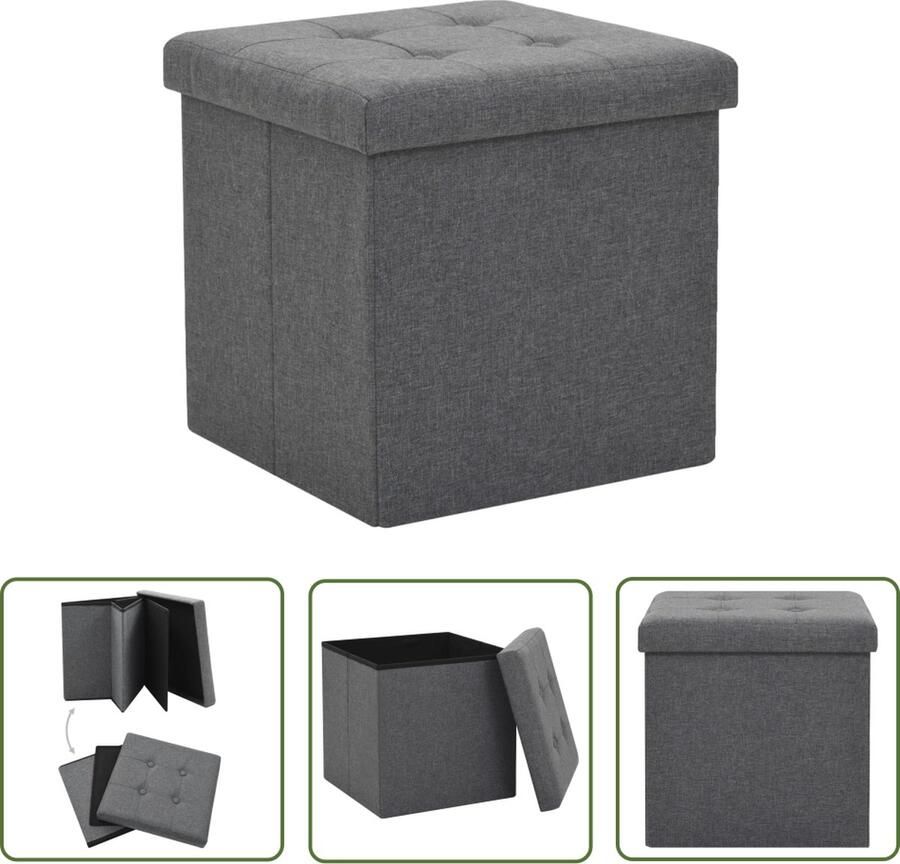 The Living Store Opslagkruk Donkere Stoelkruk Multifunctionele Kruk Klapstoel Zithoek - Foto 2