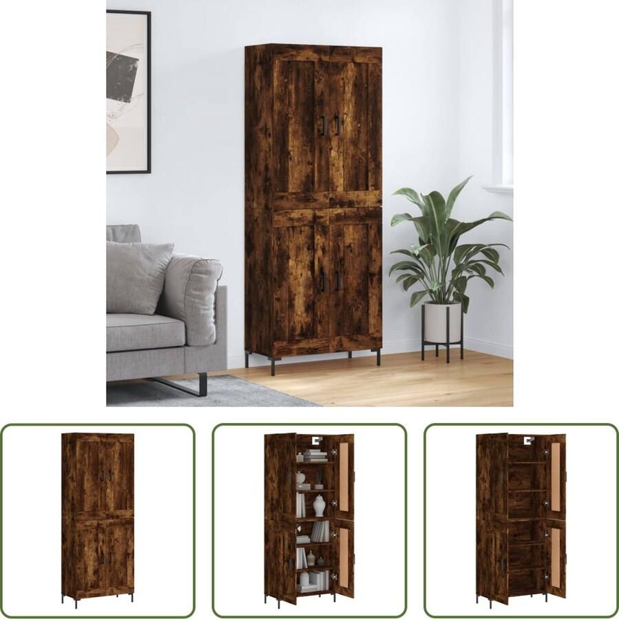 The Living Store Optimaliseer je titel voor Hoge kast Gerookt Eiken 180 cm Duurzaam en Praktisch