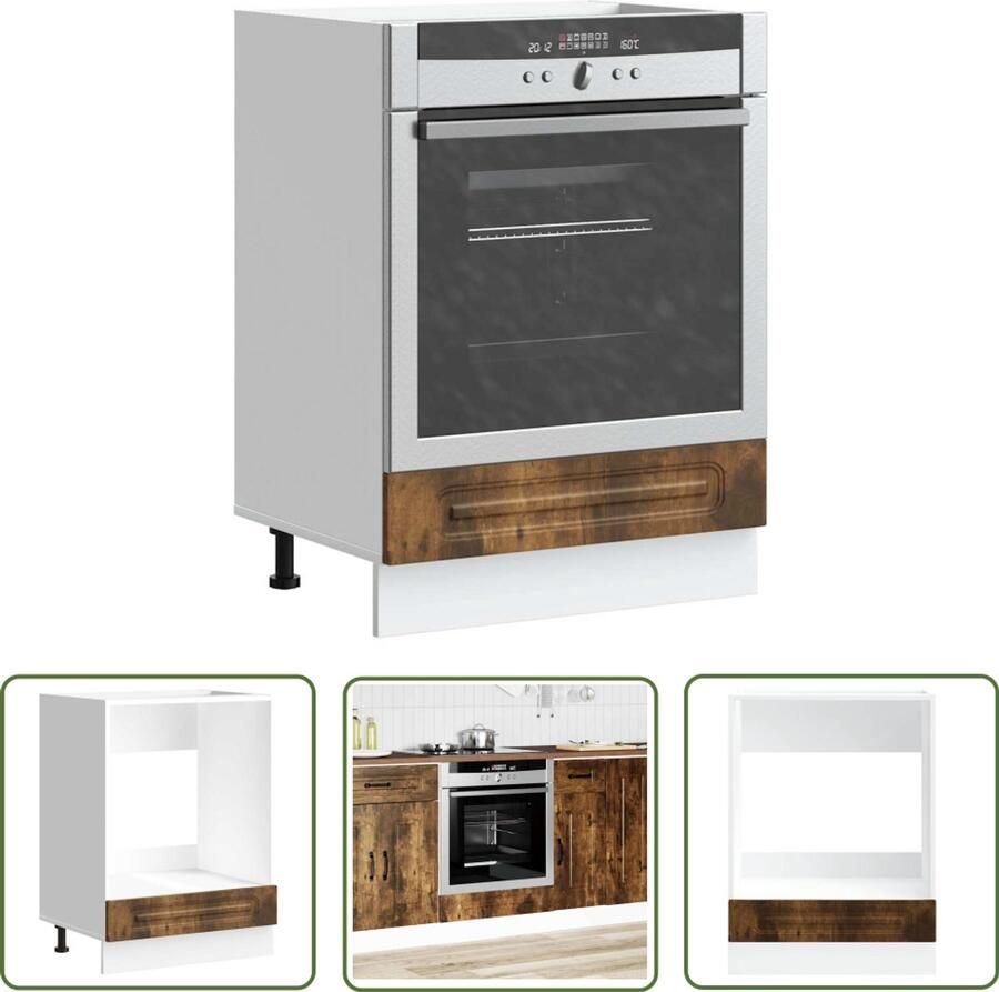 VidaXL Ovenkast Kalmar bewerkt hout gerookt eikenkleurig Ovenkast Keukenapparatuur Houten Ovenkast Bewerkt Hout Roestvrijstalen Ovenkast