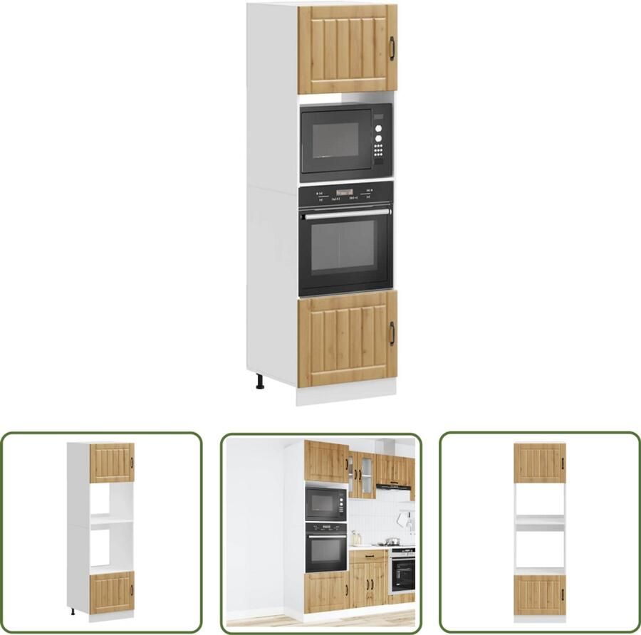 VidaXL Keukenapparatuur Ovenkast Ovenkasten 2 st Lucca bewerkt hout artisanaal eikenkleurig Houten Kast Opslagruimte Kunstenaarseiken
