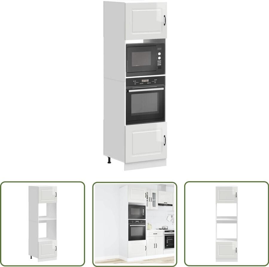 The Living Store Ovenkasten 2 st Lucca bewerkt hout glanzend wit Ovenkast Keukenapparatuur Houtsoort Hoogglans Wit Lucca Serie