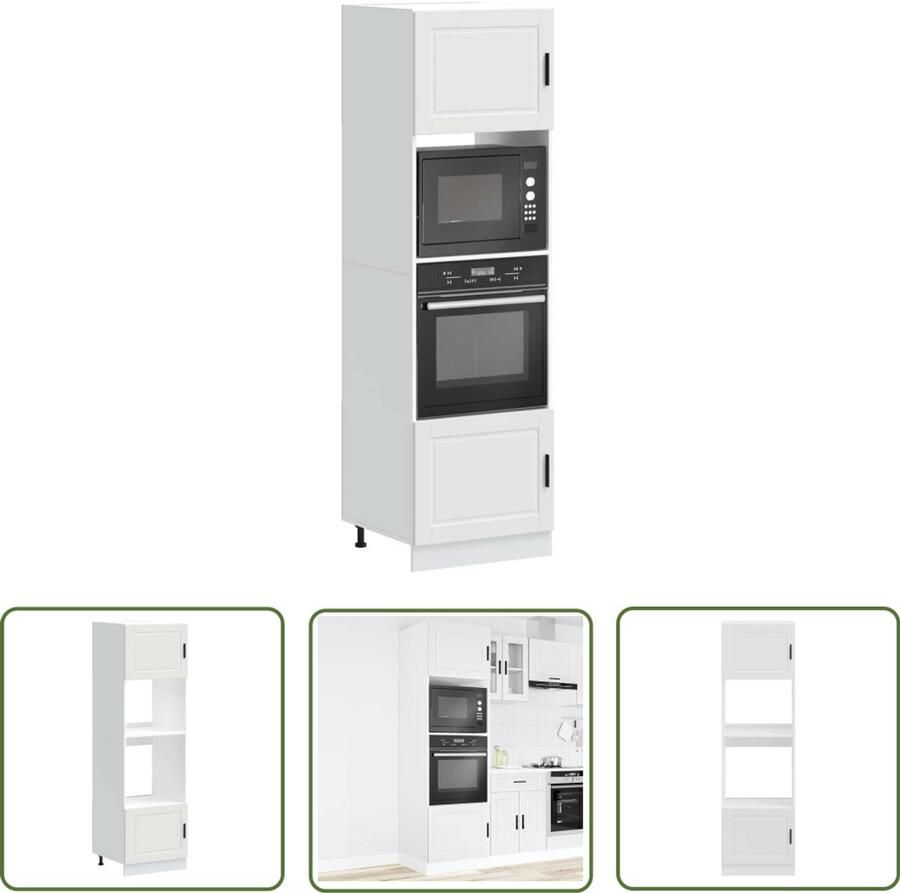 The Living Store Ovenkasten 2 st Porto bewerkt hout wit Ovenkast Keukenapparatuur Houten Kast Opslagruimte Compact