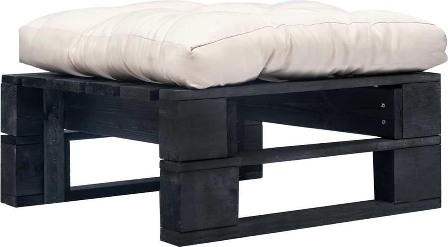 The Living Store Pallet Hocker Tuinvoetenbank 60 x 60 x 35 cm Zandkleurig kussen Pallet Stoel Tuinstoel Lounge Bank Buitentijd Relaxen - Foto 2